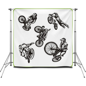 Boy On Bicycle. Extreme Sport. Custom Size Backdrop