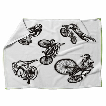 Boy On Bicycle. Extreme Sport. Fleece Blanket