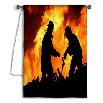 Brave Firefighters In Silhouette Towel