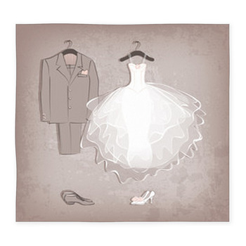 Bride Dress And Groom's Suit On Custom Size Floor Mat