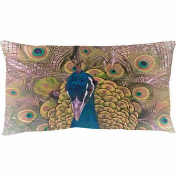 VG Productions Pink Peacock Tail Feathers Beautiful Bird Design Throw Pillow 16x16 Multicolor 