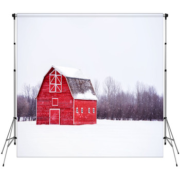 Bright Red Barn With A Hayloft In White  Fleece Backdrop