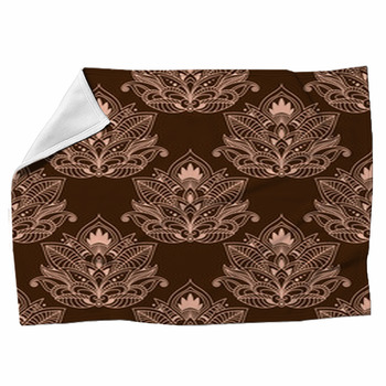 Brown Persian Paisley Seamless Floral Fleece Blanket