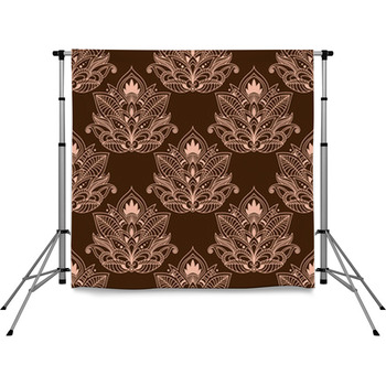 Brown Persian Paisley Seamless Pole Pocket Backdrop