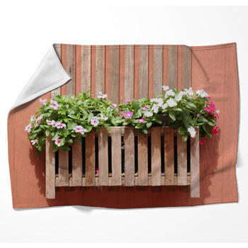 Brown Wooden Walls And Pink Flowers. Woven Throw Blanket
