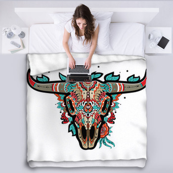 Buffalo Skull Fleece Blanket