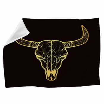 Bull Skull Native Americans Tribal Style Fleece Blanket