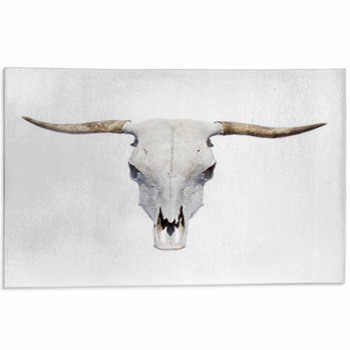 Bull Skull - Top View, Isolated Area Rug