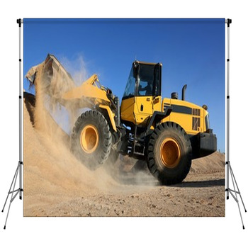 Bulldozer Working With Sand Custom Size Backdrop