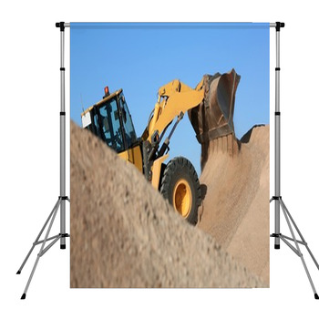 Bulldozer Working With Sand Pole Pocket Backdrop