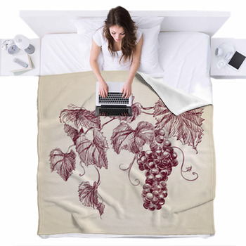 Bunch Of  Grapes Fleece Bed Blanket