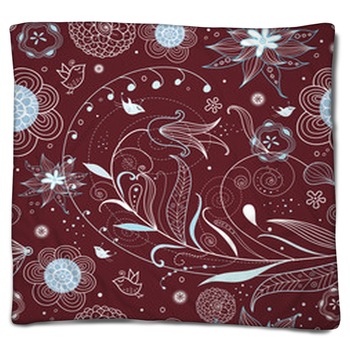 Burgundy Floral Blankets
