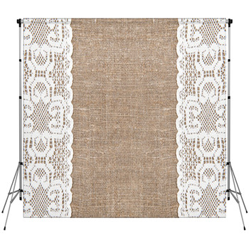 Burlap Background With Lacy Cloth Fleece Backdrop