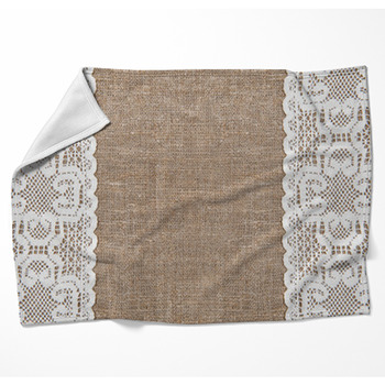 Burlap Background With Lacy Cloth Woven Throw Blanket