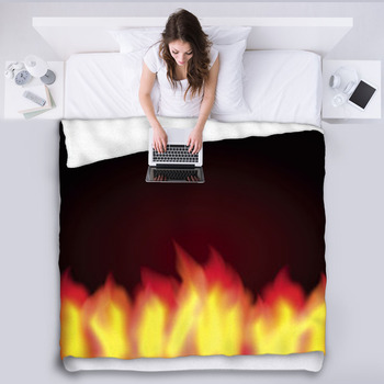 Burning Flames Background Illustration Fleece Blanket