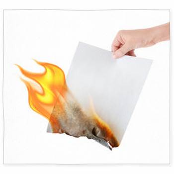 Burning Paper In Hand On White Custom Size Floor Mat