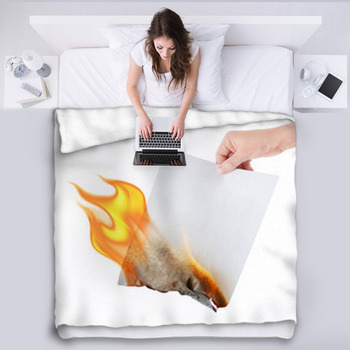Burning Paper In Hand On White Background Fleece Blanket