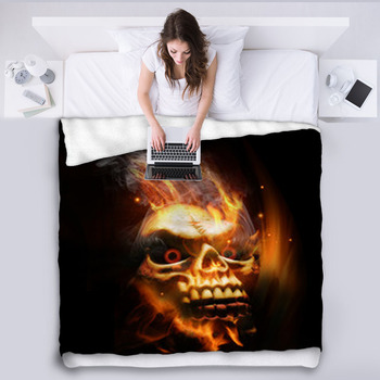 Burning Skull Fleece Blanket
