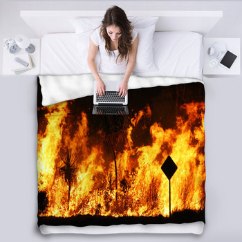 Bush Fire Fleece Bed Blanket