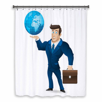 Businessman Holding Briefcase  Custom Size Shower Curtain