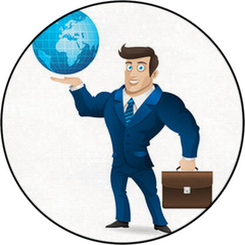 Businessman Holding Briefcase And Globe Round Rug