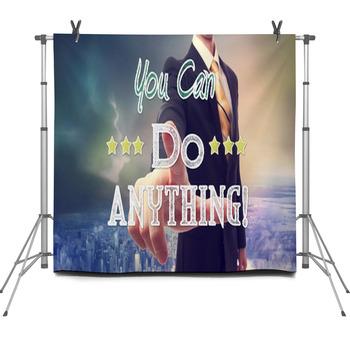 Businessman With You Can Do Anything Fleece Backdrop