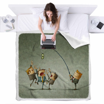 Businesspeople Trying To Catch A Fleece Bed Blanket