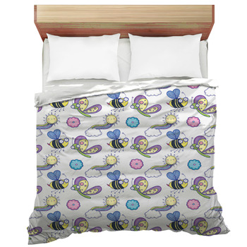 Colourful Bee Butterfly Flowers Duvet Cover & Pillowcase Cot Bed Bedding Cot 