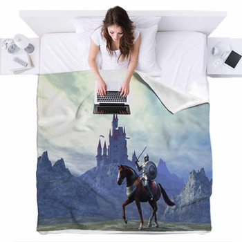 Caballero Y Castillo Fleece Bed Blanket