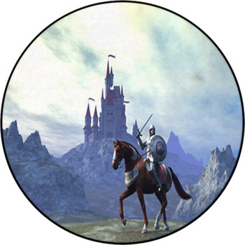 Caballero Y Castillo Round Rug