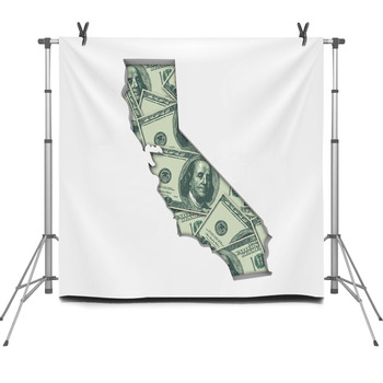 California Ca Money Map Cash Economy Fleece Backdrop