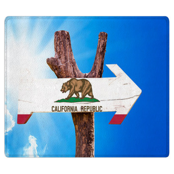 California Flag Wooden Sign With Sky Background Area Rug