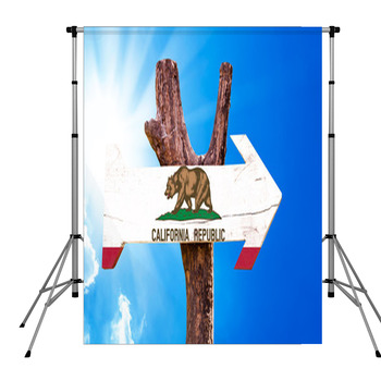 California Flag Wooden Sign With Pole Pocket Backdrop