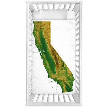 California Map With Terrain Baby Crib Comforter