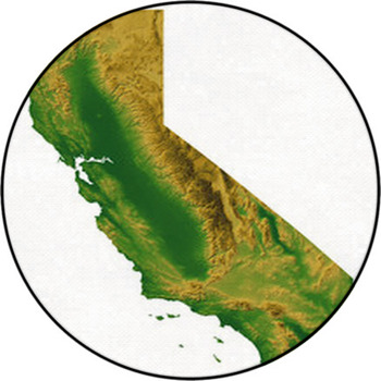 California Map With Terrain Round Rug