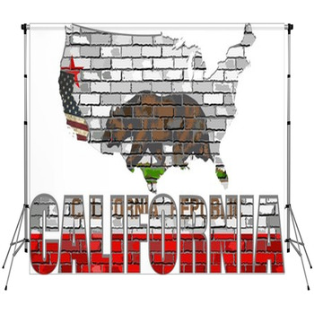 California On A Brick Wall Illustration  Fleece Backdrop