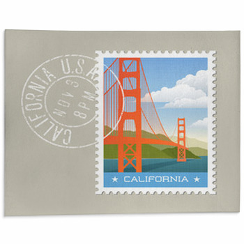 California Postage Stamp Design Vector Area Rug