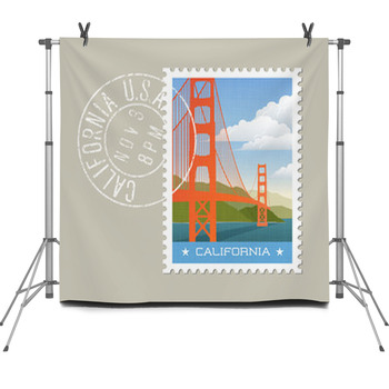 California Postage Stamp Design Vector Fleece Backdrop