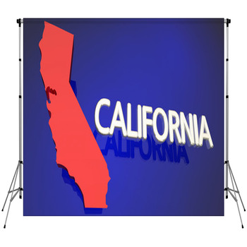 California Red State Map Ca Word Custom Size Backdrop