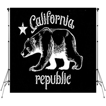 California Republic Bear In Dirty Custom Size Backdrop