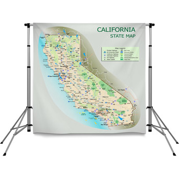California State Map Roads Cities Pole Pocket Backdrop