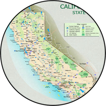 California State Map Roads Cities National Round Rug