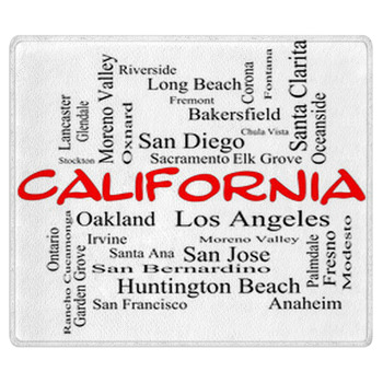 California State Word Cloud Concept In Red Caps Area Rug