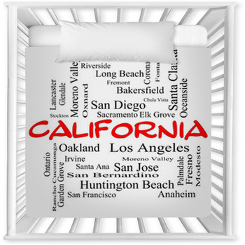 California State Word Cloud Concept  Baby Crib Comforter