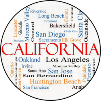California State Word Cloud Concept Round Rug