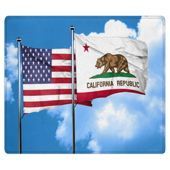 California With United States Flag 3d Rending Area Rug