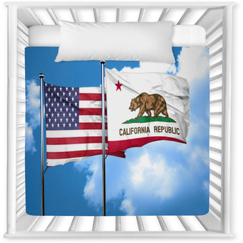 California With United States Flag Baby Crib Comforter