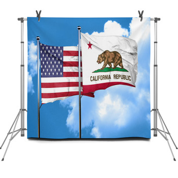 California With United States Flag 3d Fleece Backdrop