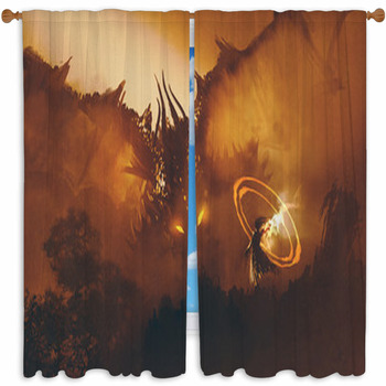 Calling Of The Dragon Custom Size Window Curtain