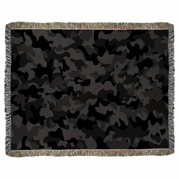 Camouflage Pattern Seamless Grey Woven Throw Blanket